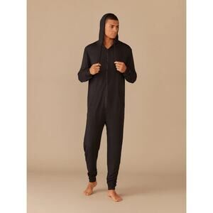 MeUndies Onesie Long Sleeve Hooded Black‎ Soft Lounge Large / XL Comfort Cozy